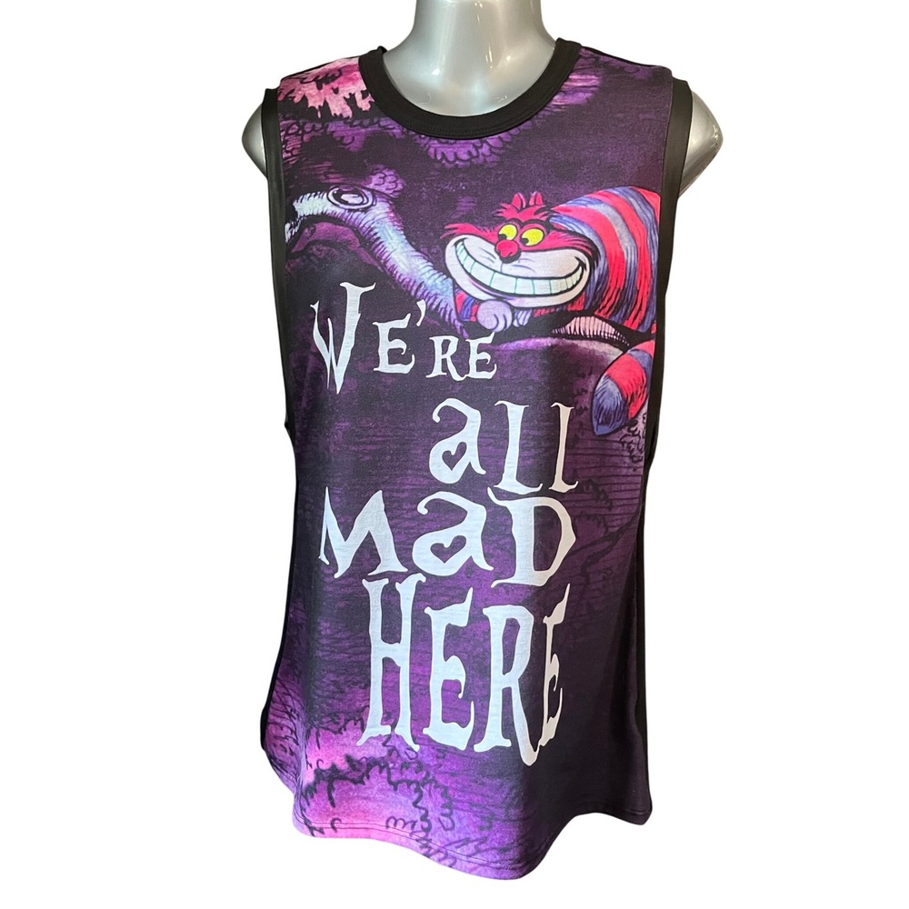 Disney Alice in Wonderland Cheshire Cat We're All Mad Here Tank Top - M